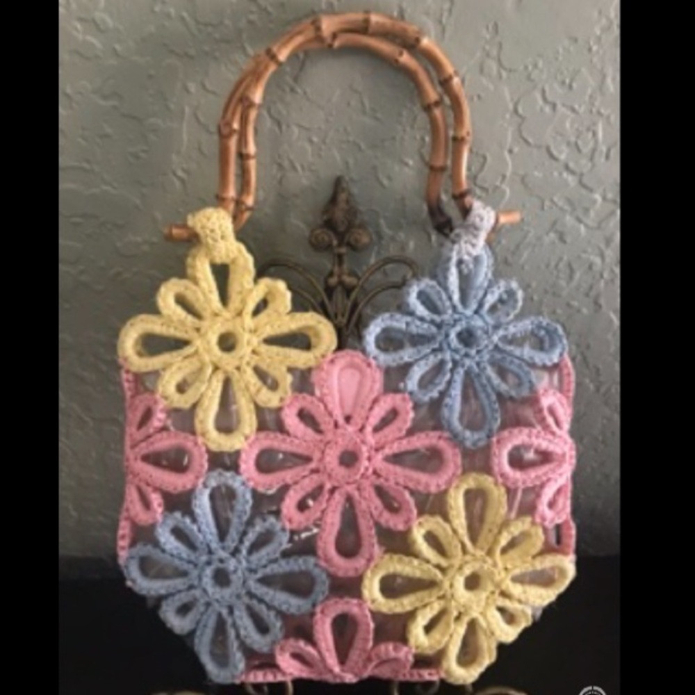 Boho Walborg Woven Pastel Flower Bag from Japan